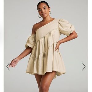 Beige Asymmetrical Showpo Dress